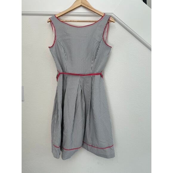 Jessica Howard Dress Size 8 Striped Tie Waist Fit Flare Old Money Country Club - Picture 1 of 16